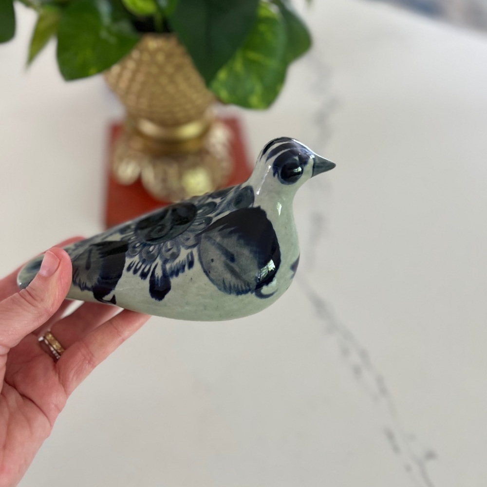 Vintage ceramic bird from Mexico, vintage bird statue, pottery
